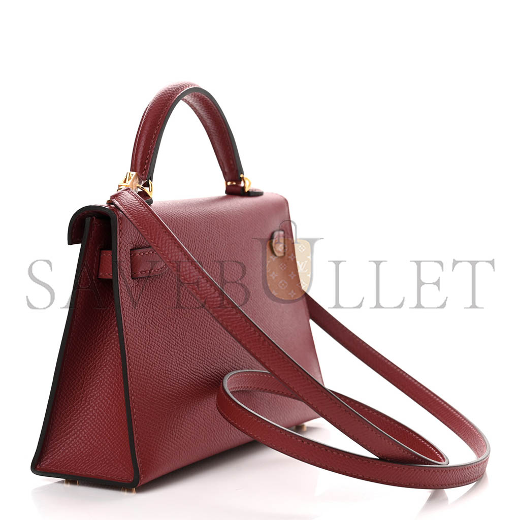 HERMÈS MASTER EPSOM MINI KELLY II GARNET RED (19*12*5.5cm)